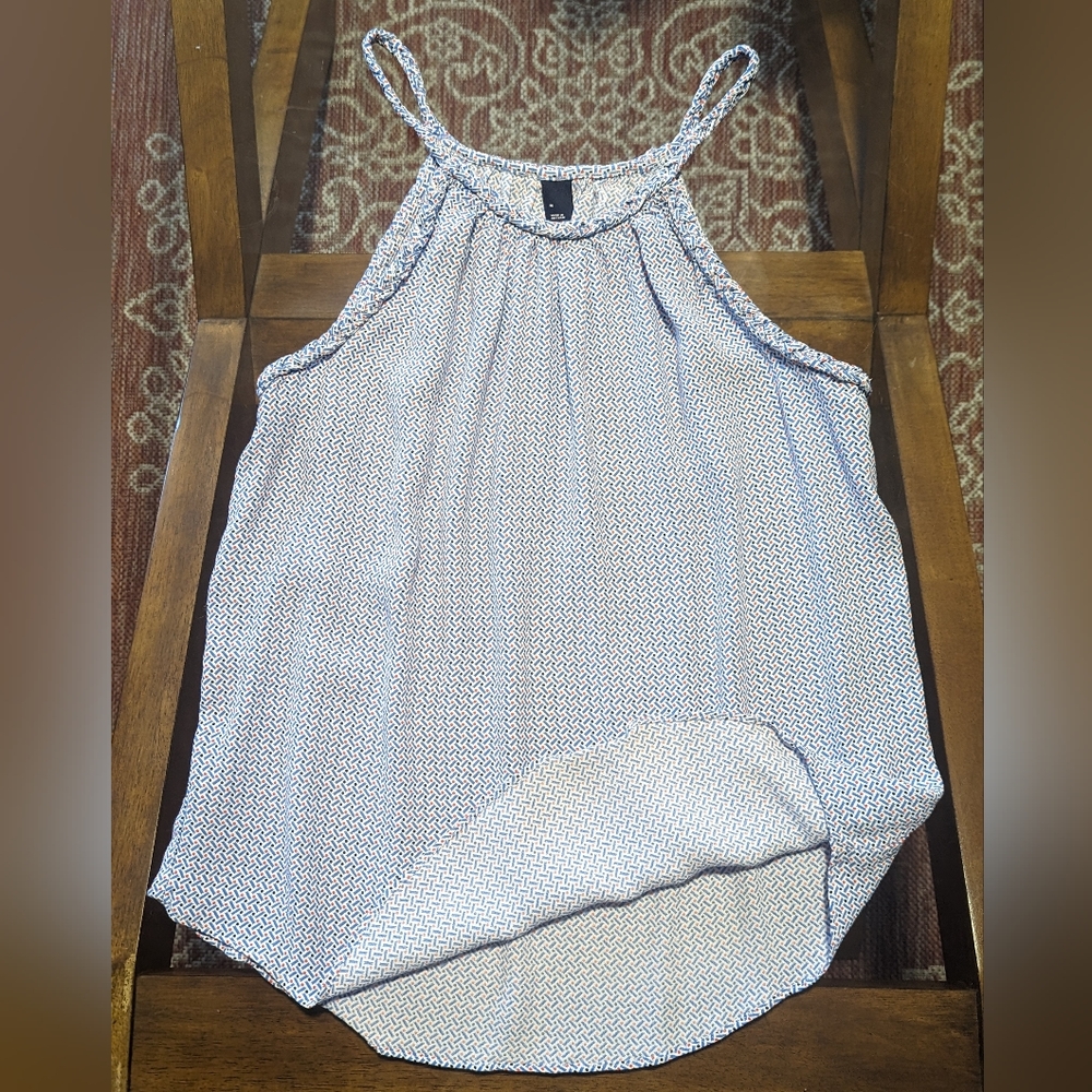 Gap Braided Halter Top Tank Geometric Blue White Size Medium